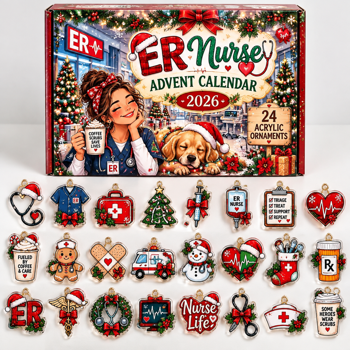 Er Nurse Advent Calendar  HG  Acrylic Ornament Countdown Blind Box Holiday Gift