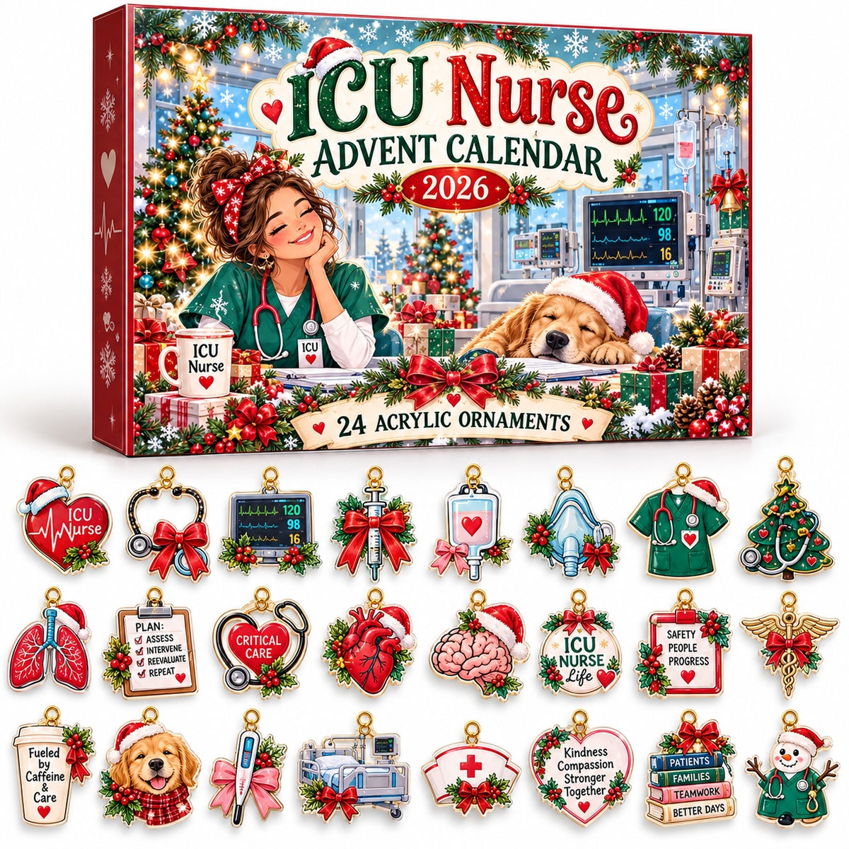 Icu Nurse Advent Calendar  HG  Acrylic Ornament Countdown Blind Box Holiday Gift