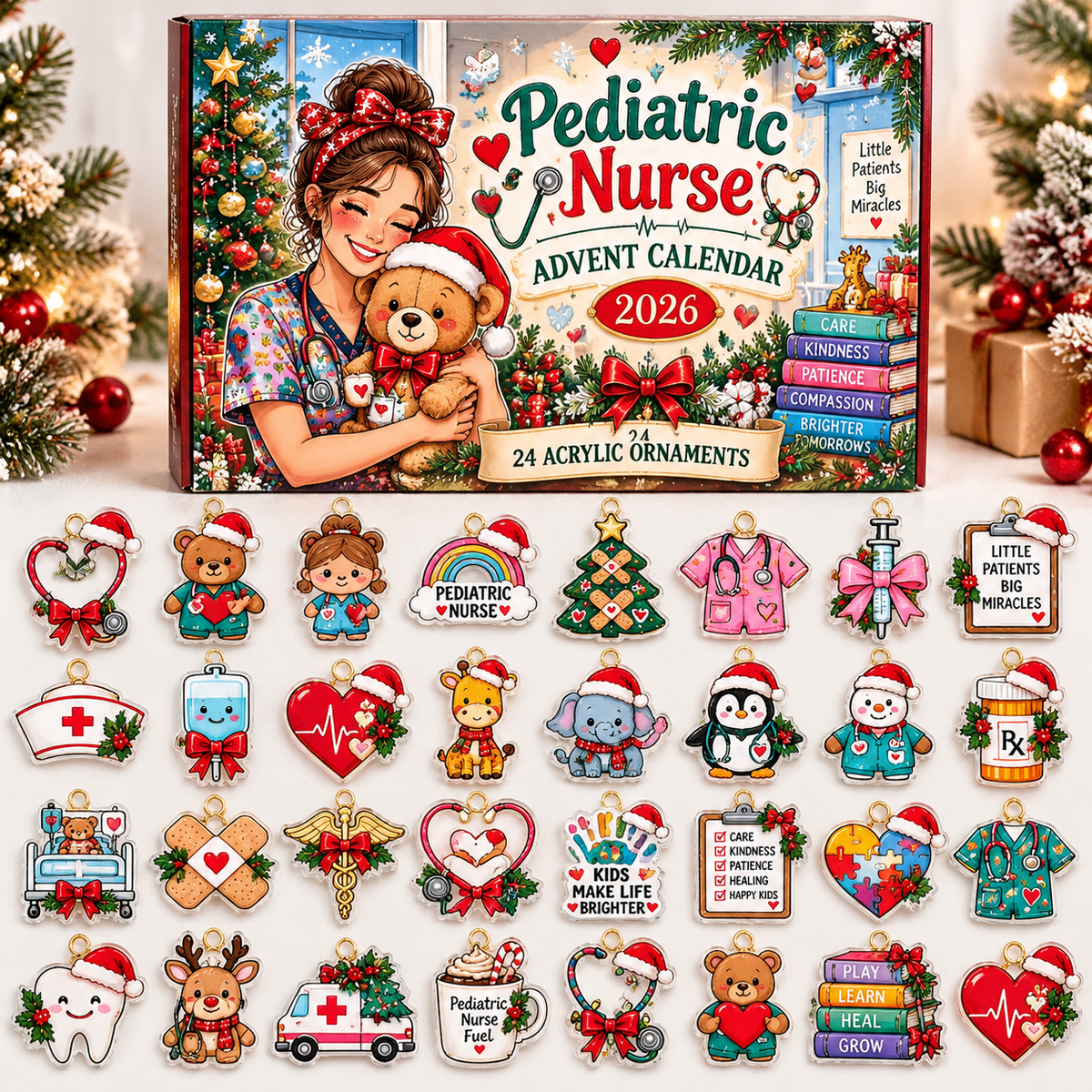 Pediatric Nurse Advent Calendar  HG  Acrylic Ornament Countdown Blind Box Holiday Gift