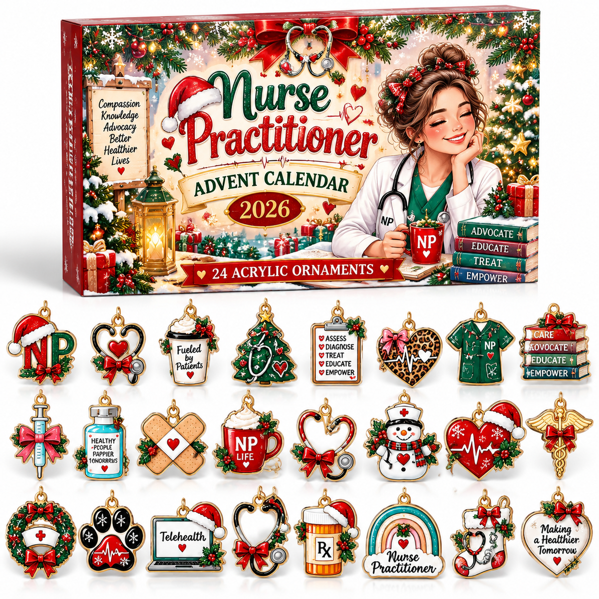 Nurse Practitioner Advent Calendar  HG  Acrylic Ornament Countdown Blind Box Holiday Gift