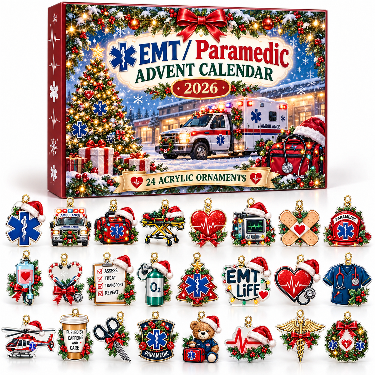 Emt Paramedic Advent Calendar  HG  Acrylic Ornament Countdown Blind Box Holiday Gift