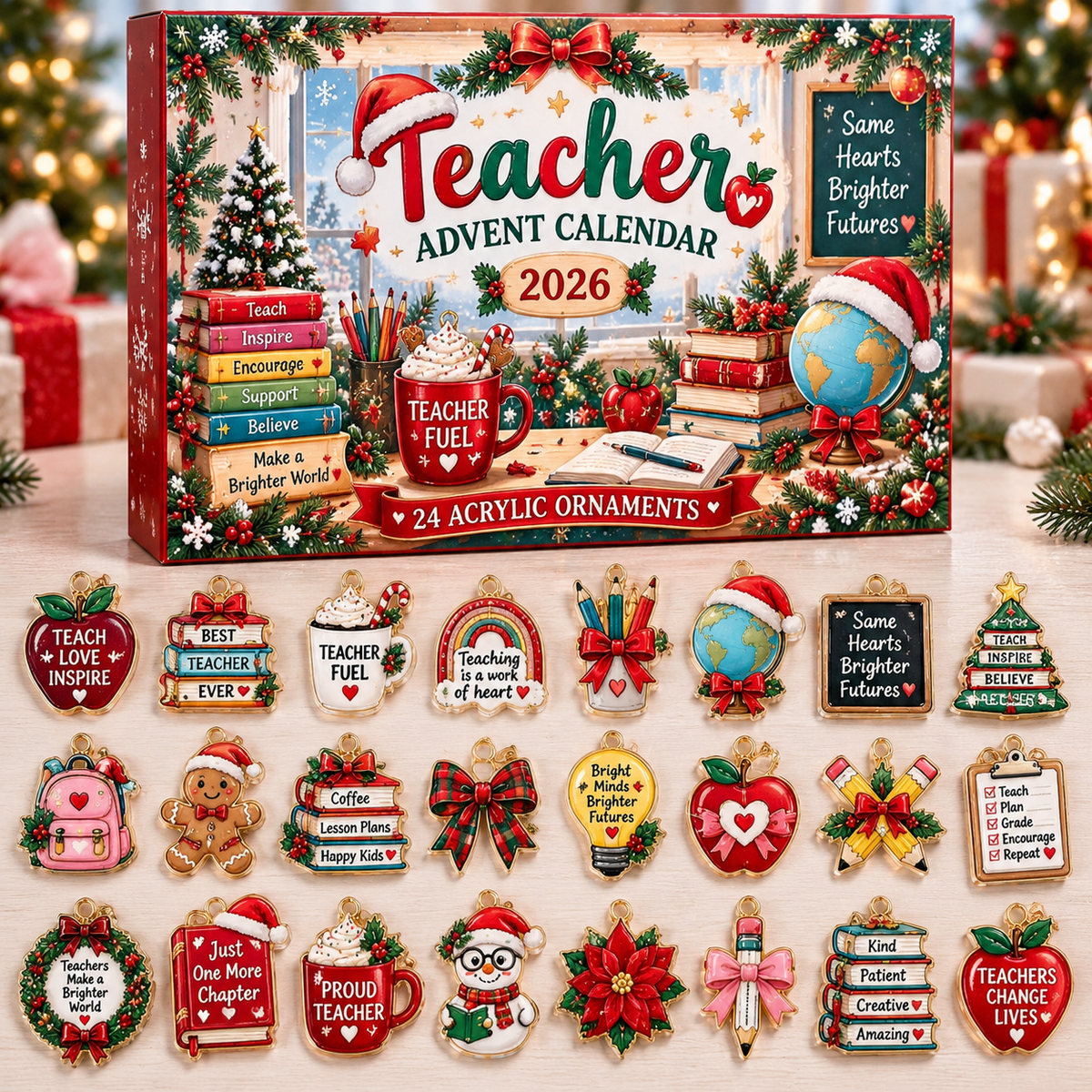 Teacher Advent Calendar  HG  Acrylic Ornament Countdown Blind Box Holiday Gift