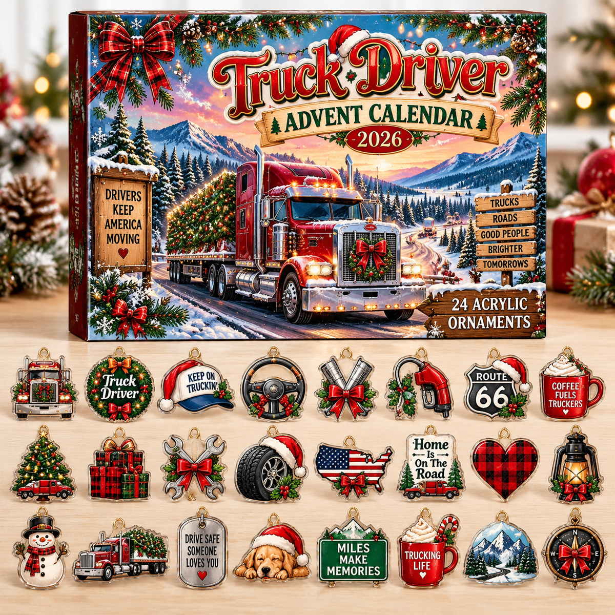 Truck Driver Advent Calendar  HG  Acrylic Ornament Countdown Blind Box Holiday Gift