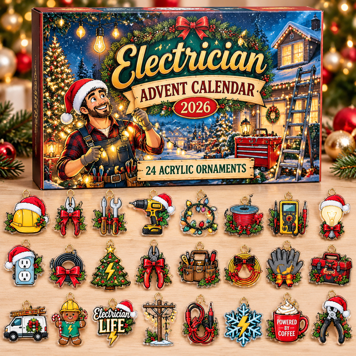 Electrician Advent Calendar  HG  Acrylic Ornament Countdown Blind Box Holiday Gift