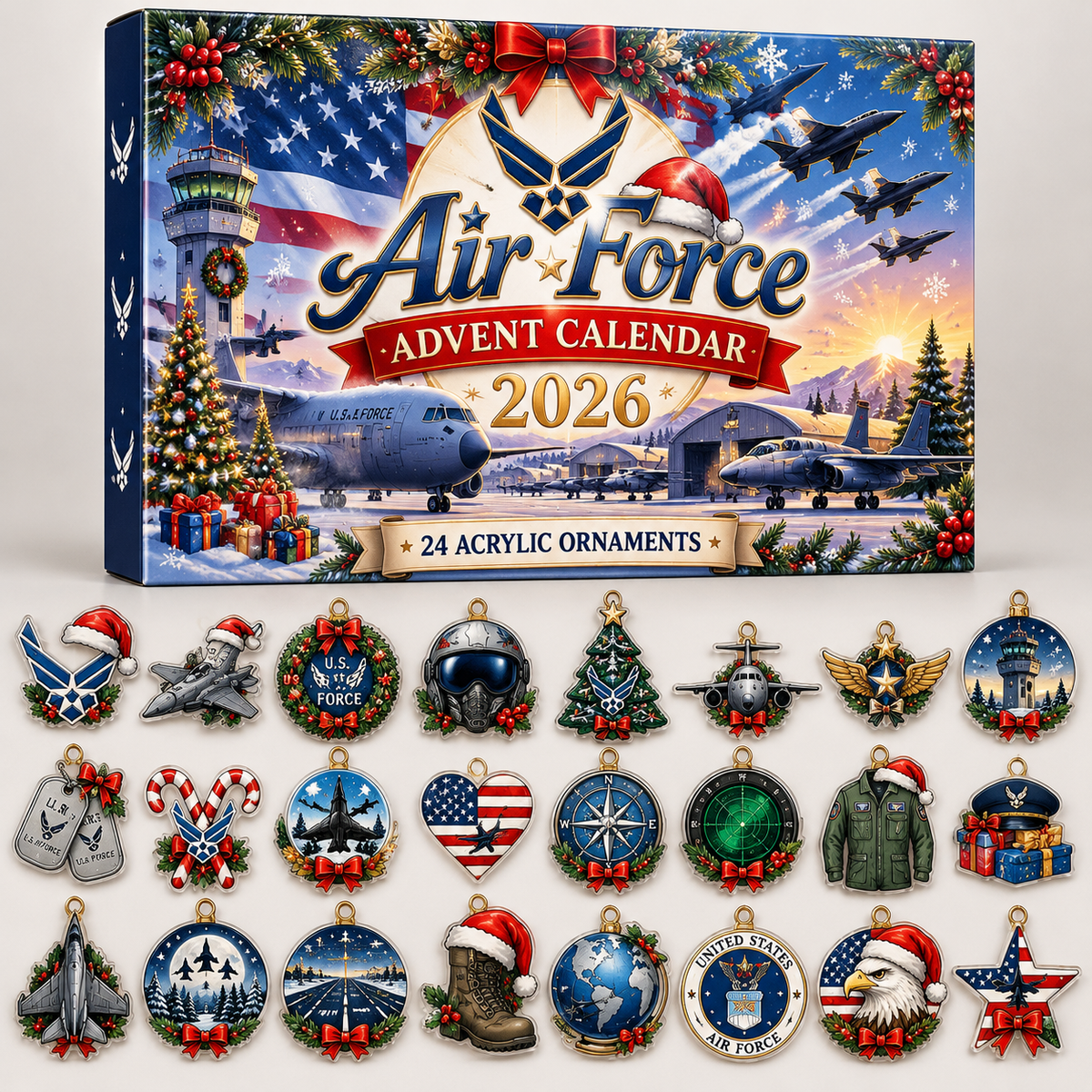 Advent Calendar  HG  Air Force Acrylic Ornament, Countdown Blind Box Holiday Gift