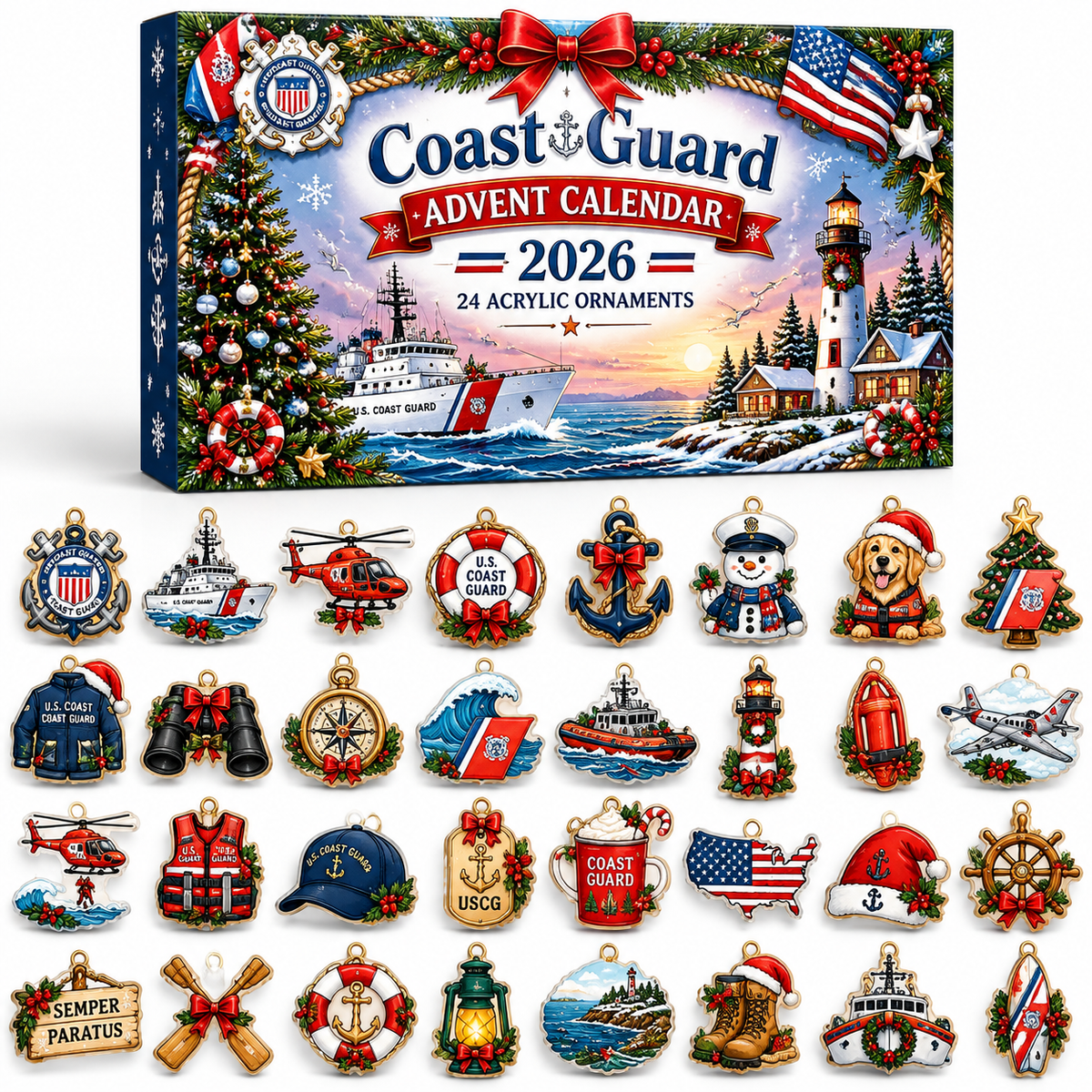 Advent Calendar  HG  Coast Guard Acrylic Ornament, Countdown Blind Box Holiday Gift