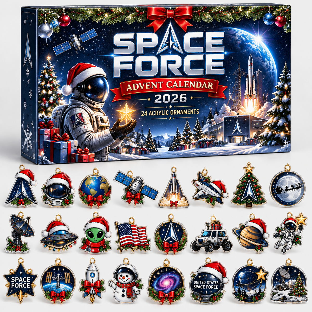 Advent Calendar  HG  Space Force Acrylic Ornament, Countdown Blind Box Holiday Gift