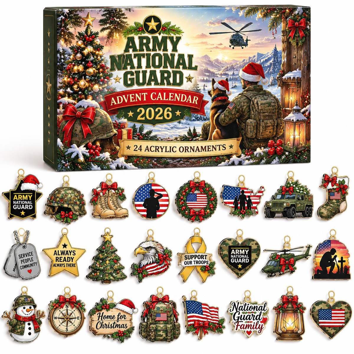 Advent Calendar  HG  Army National Guard Acrylic Ornament, Countdown Blind Box Gift