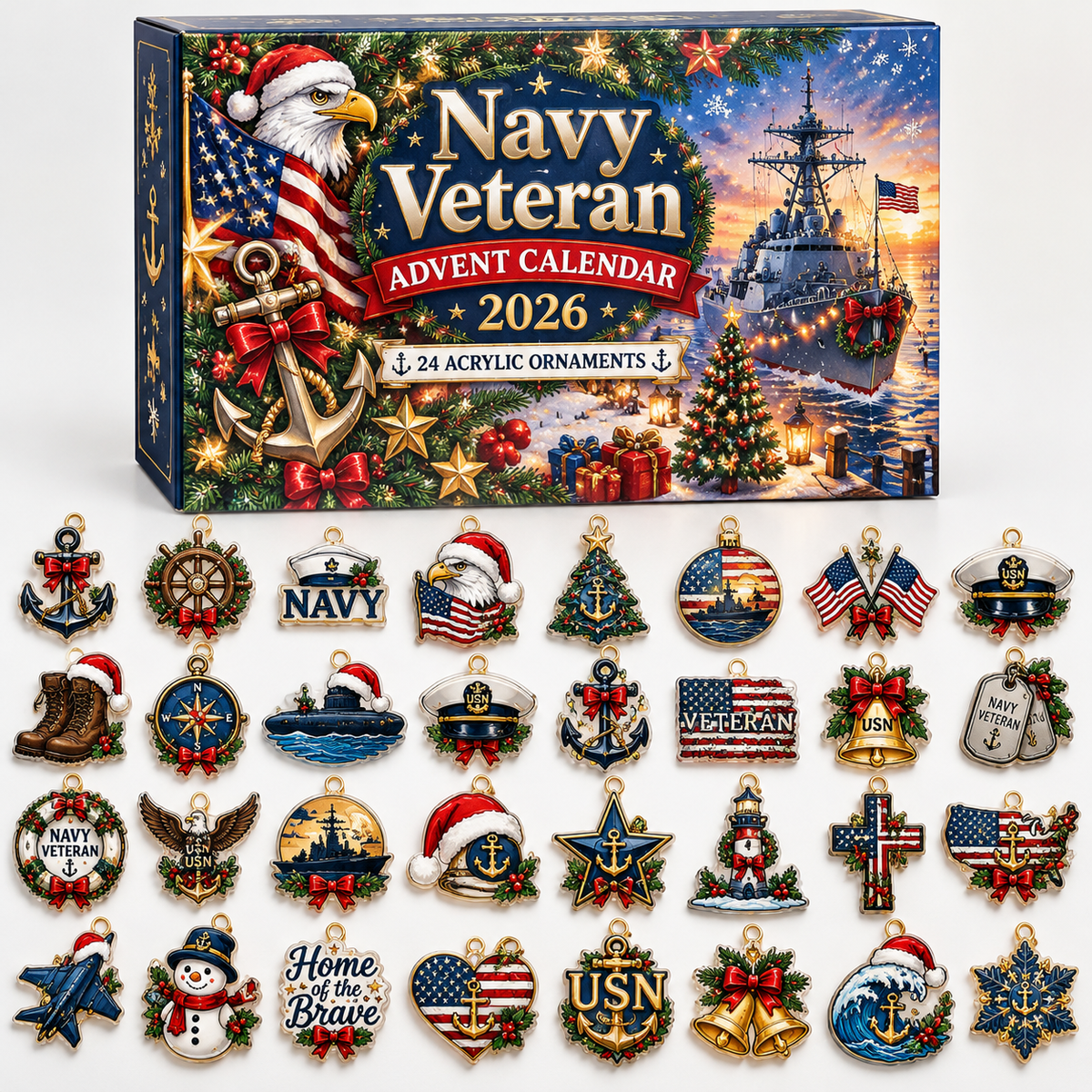 Advent Calendar  HG  Navy Veteran Acrylic Ornament, Countdown Blind Box Holiday Gift