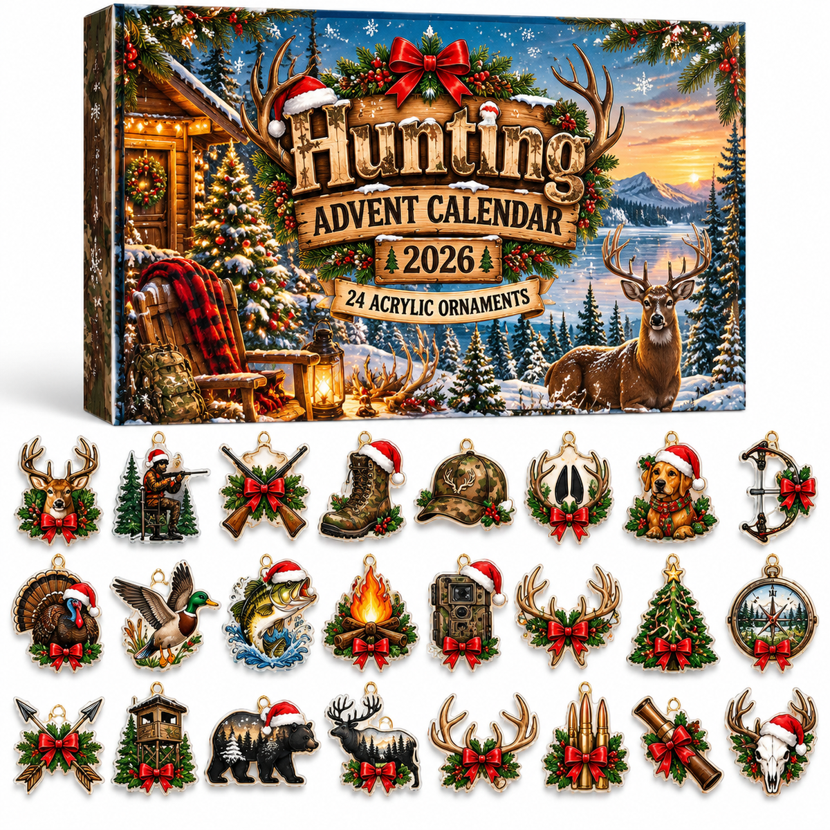 Advent Calendar  HG  Hunting Acrylic Ornament, Countdown Blind Box Holiday Gift