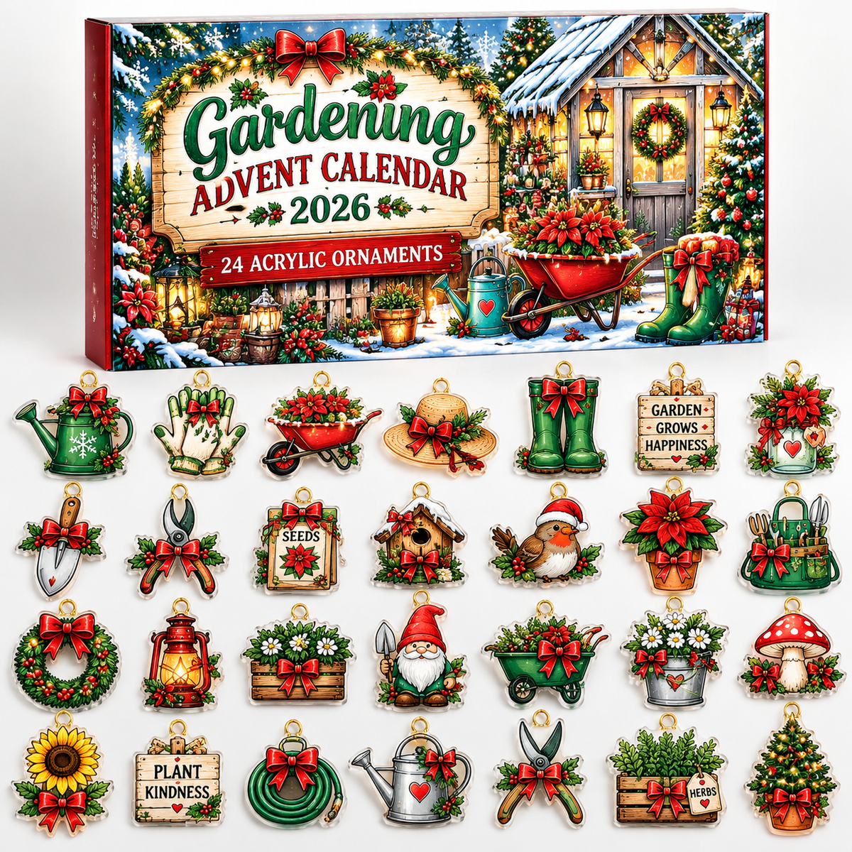 Advent Calendar  HG  Gardening Acrylic Ornament, Countdown Blind Box Holiday Gift