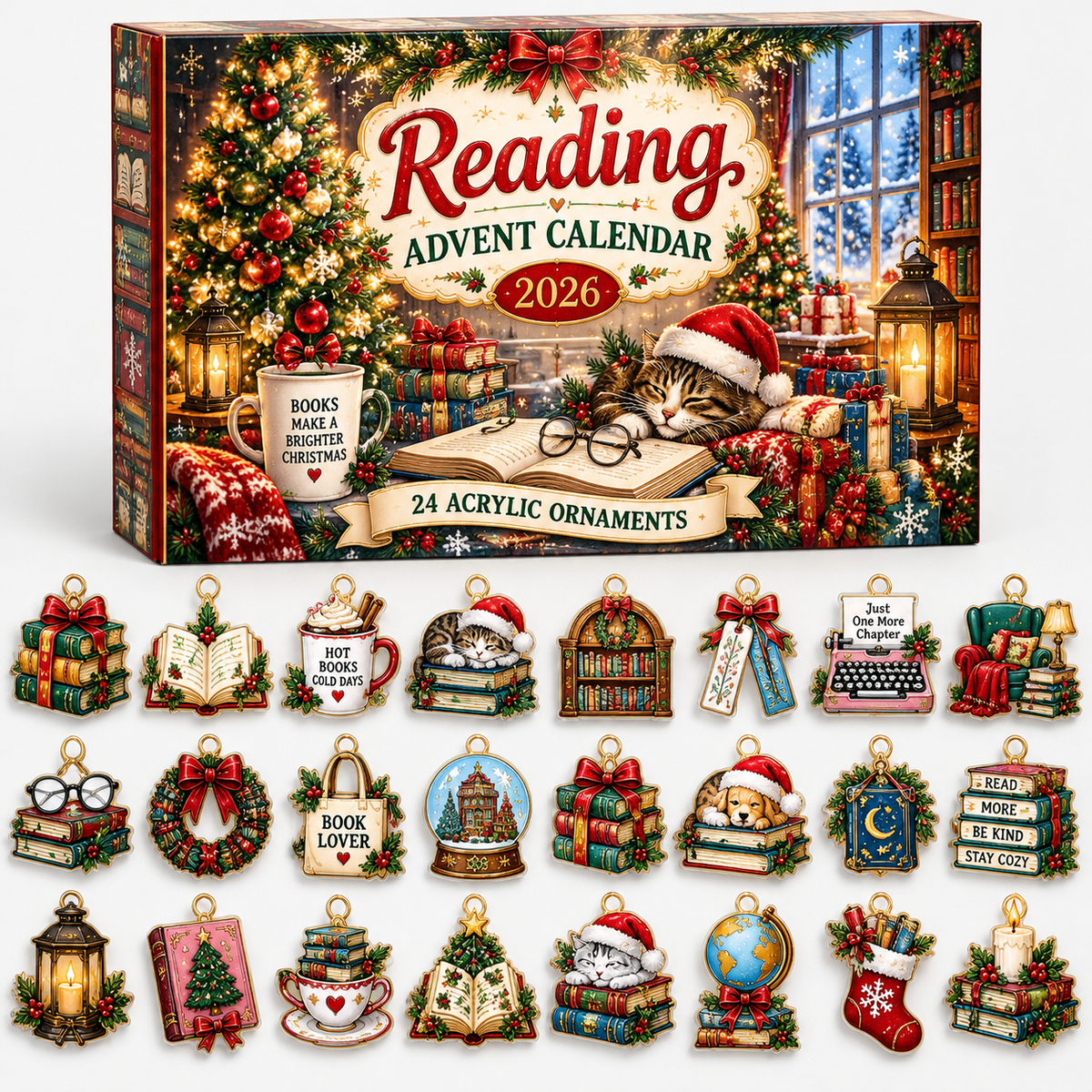 Advent Calendar  HG  Reading Acrylic Ornament, Countdown Blind Box Holiday Gift