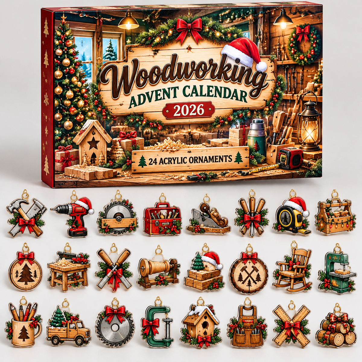 Advent Calendar  HG  Woodworking Acrylic Ornament, Countdown Blind Box Holiday Gift