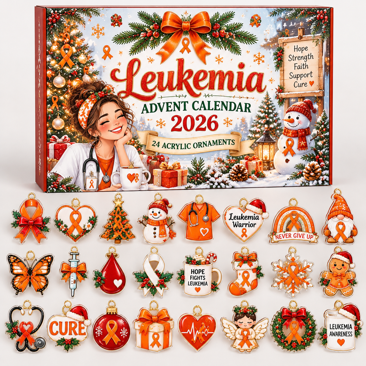 Leukemia Advent Calendar  HG  Acrylic Ornament Countdown Blind Box Holiday Gift