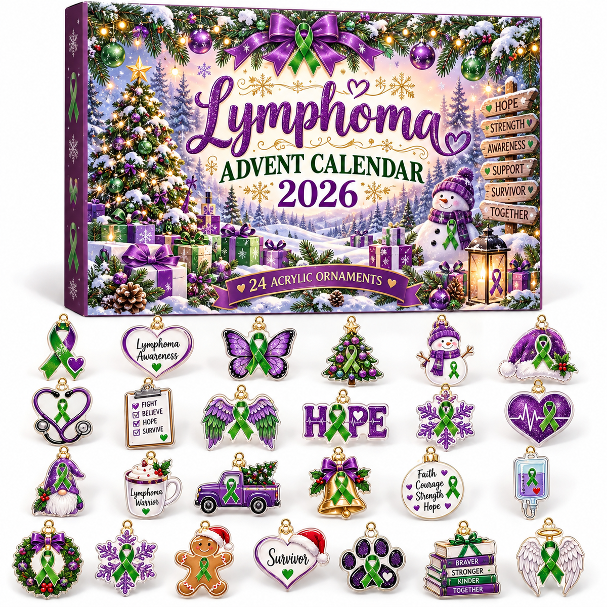 Lymphoma Advent Calendar  HG  Acrylic Ornament Countdown Blind Box Holiday Gift