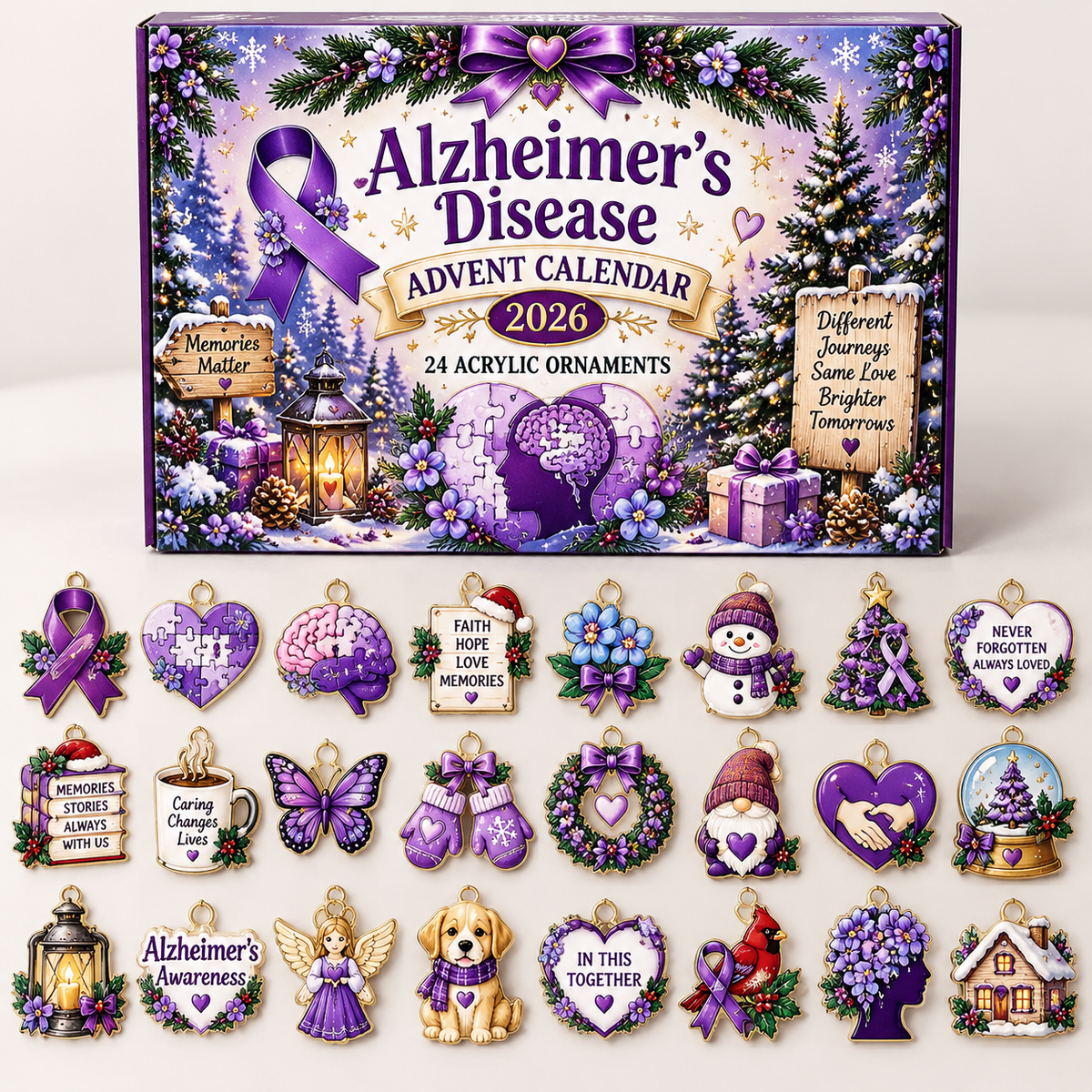 Alzheimer's Disease Advent Calendar  HG  Acrylic Ornament Countdown Blind Box Holiday Gift