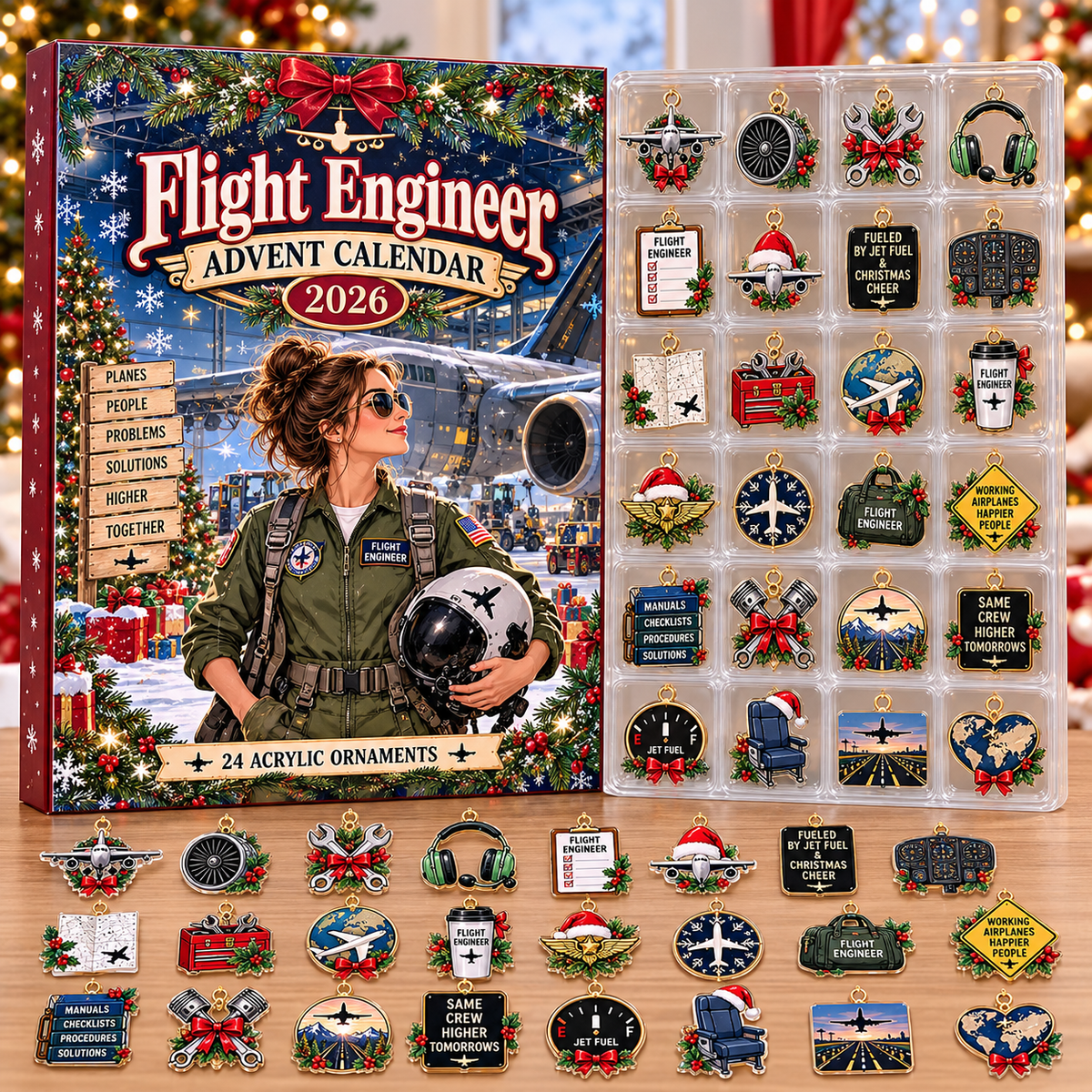 Flight Engineer HG AI Advent Calendar  2026, 24 Acrylic Aircraft Ornaments, Christmas Countdown Blind Box Holiday Gift