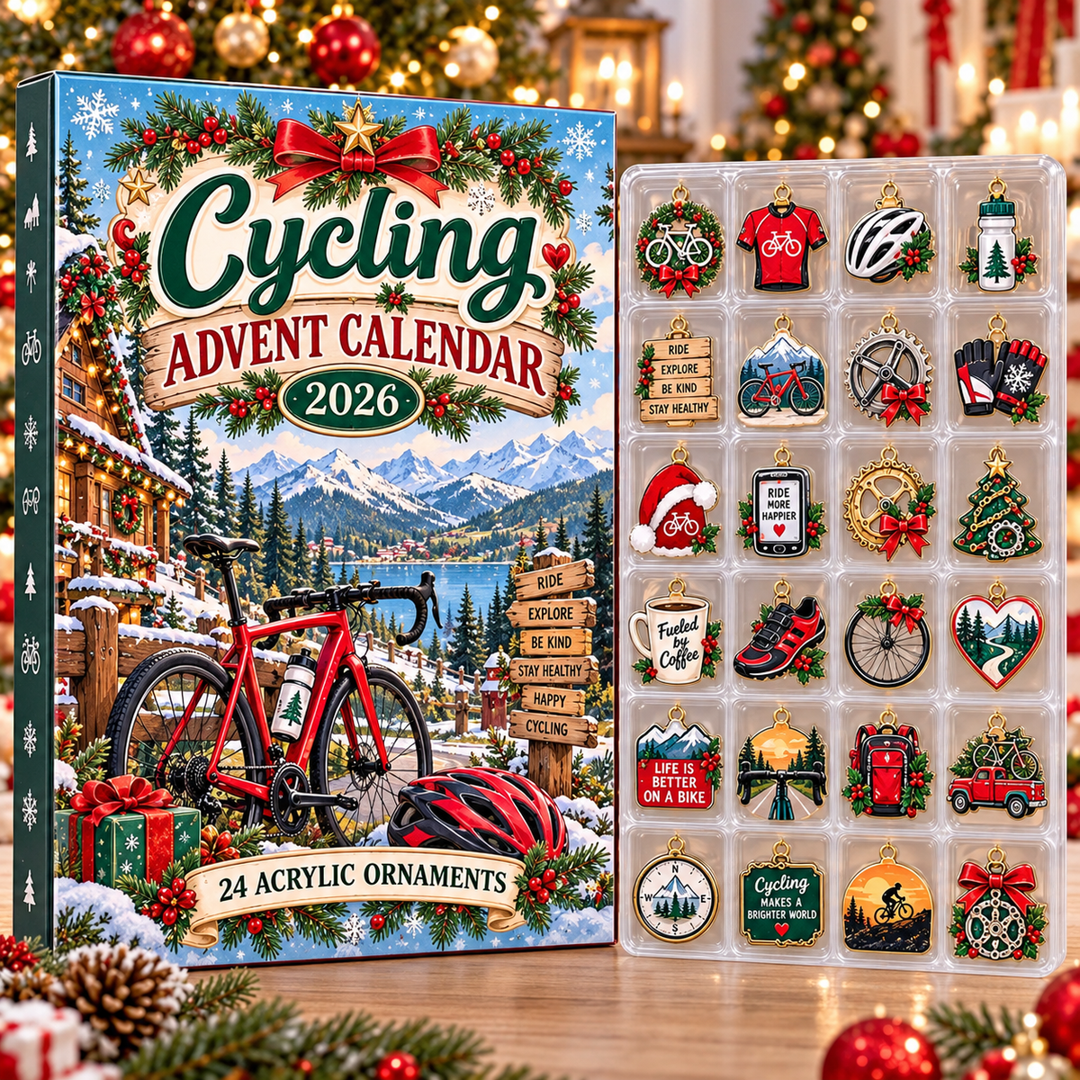 Cycling HG AI Advent Calendar  2026, 24 Acrylic Ornaments Christmas Countdown Holiday Gift
