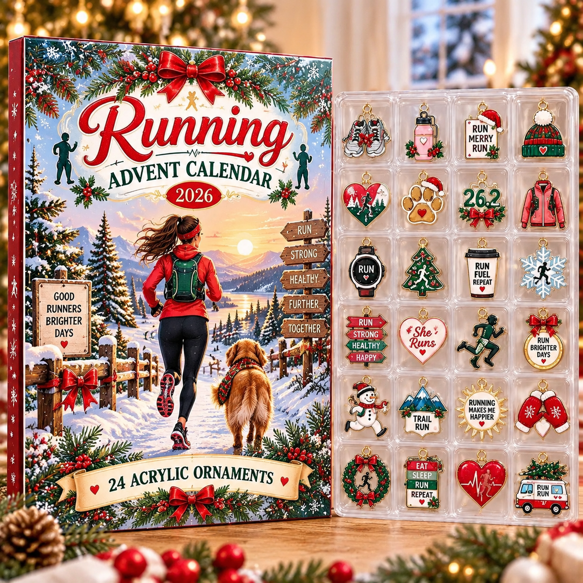 Running HG AI Advent Calendar  2026, 24 Acrylic Ornaments Christmas Countdown Holiday Gift