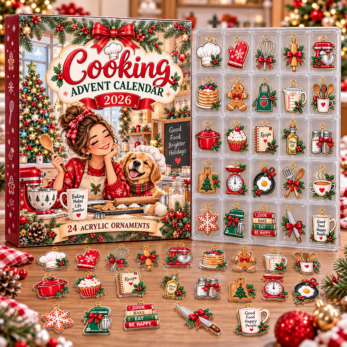 Cooking HG AI Advent Calendar  2026, 24 Acrylic Ornaments, Christmas Countdown Blind Box Holiday Gift for Chefs