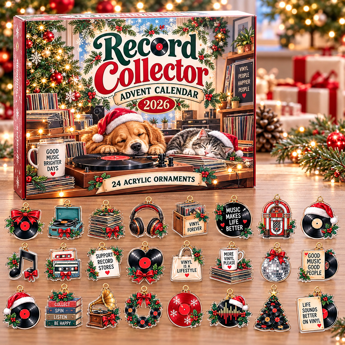 Record Collector HG AI Advent Calendar  2026, 24 Acrylic Ornaments, Christmas Countdown Blind Box Holiday Gift for Fans