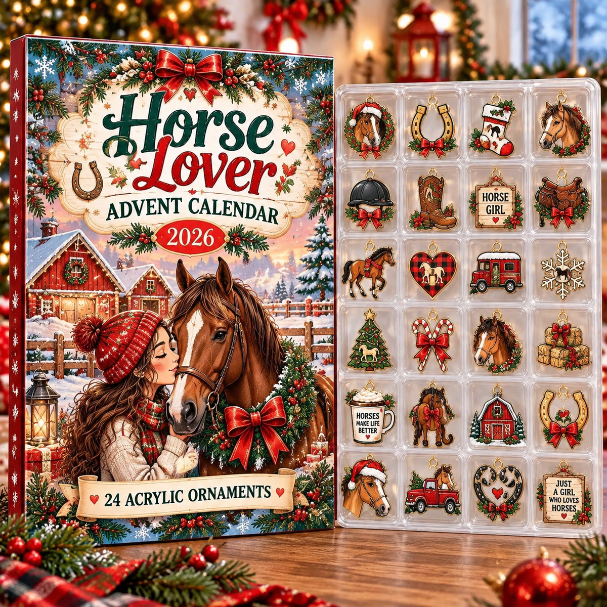 Horse Lover HG AI Advent Calendar  2026, 24 Acrylic Ornaments, Christmas Countdown Blind Box Gift for Riders