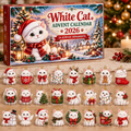 White Cat HG AI Advent Calendar  2026, 24 Acrylic Ornaments, Christmas Countdown Blind Box Holiday Gift for Pet Moms
