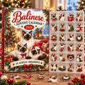 Balinese HG AI Advent Calendar  2026, 24 Acrylic Ornaments, Christmas Countdown Blind Box Gift for Cat Moms