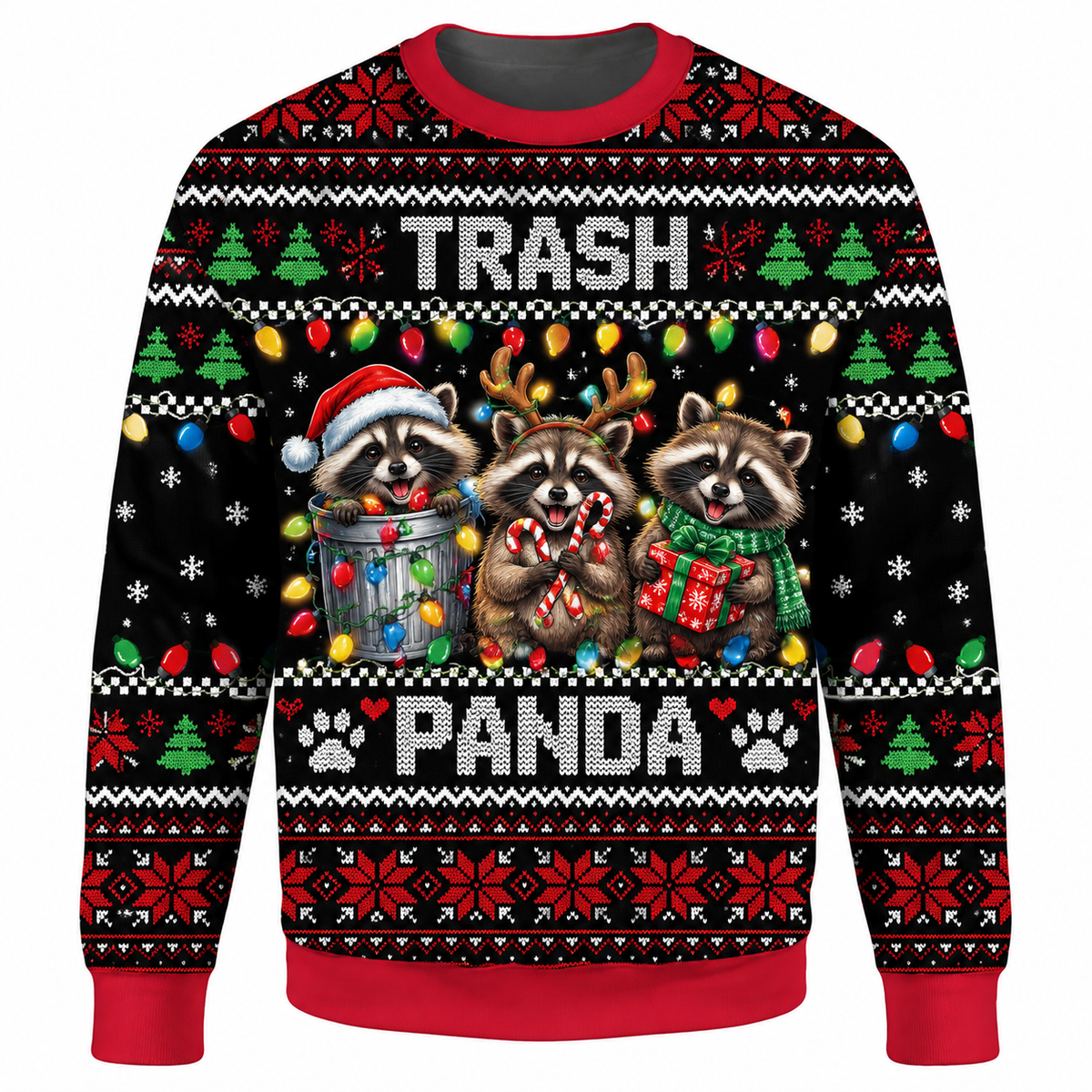 Festive Trash Panda Ugly Sweater Ln, Funny Holiday Gift