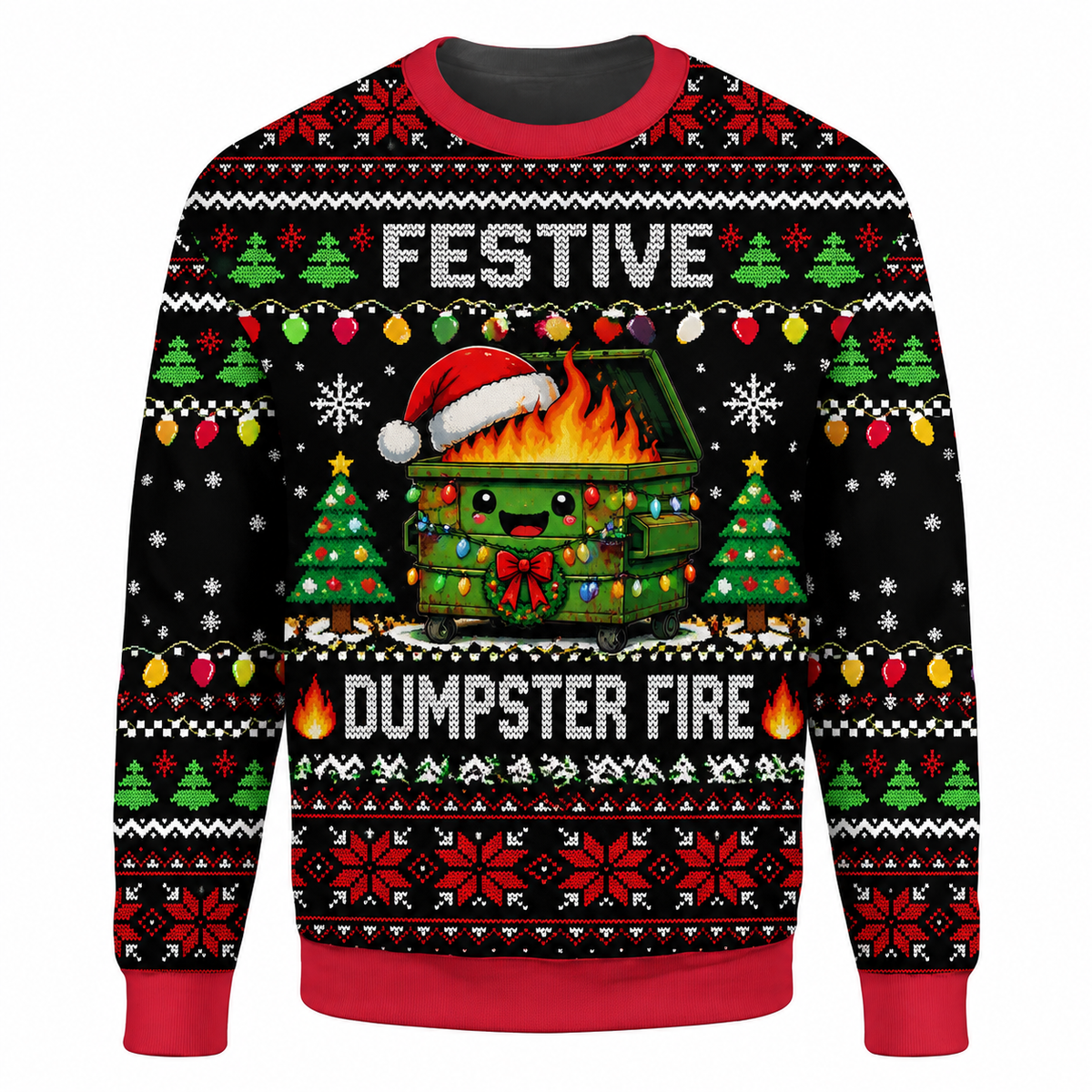 Festive Dumpster Fire Ugly Sweater Ln, Sarcastic Holiday Gift