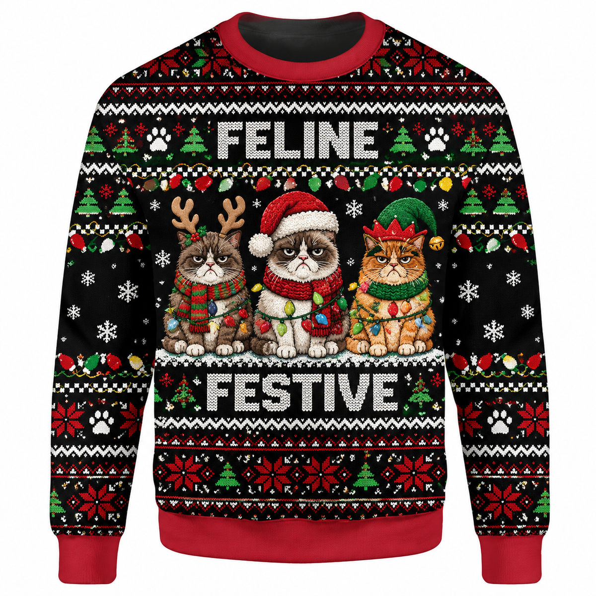 Grumpy Christmas Cat Ugly Sweater Ln, Funny Holiday Gift
