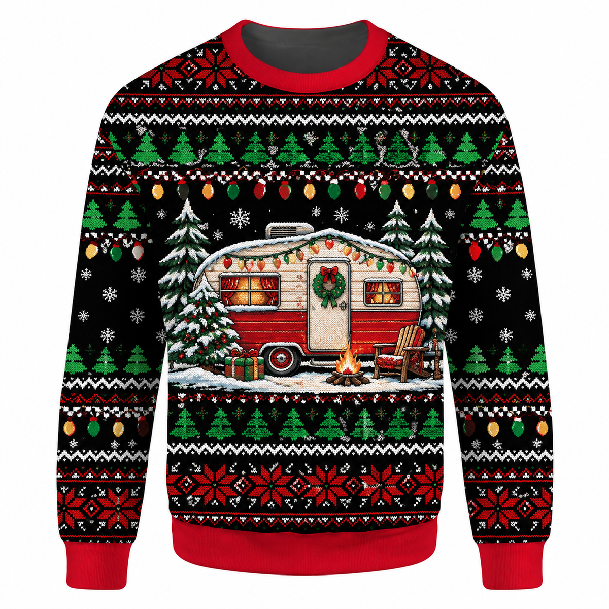 Vintage Christmas Camper Ugly Sweater Ln, Retro Holiday Gift