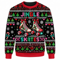Retro Christmas Roller Skates Ugly Sweater LN, Festive Knit Holiday Gift
