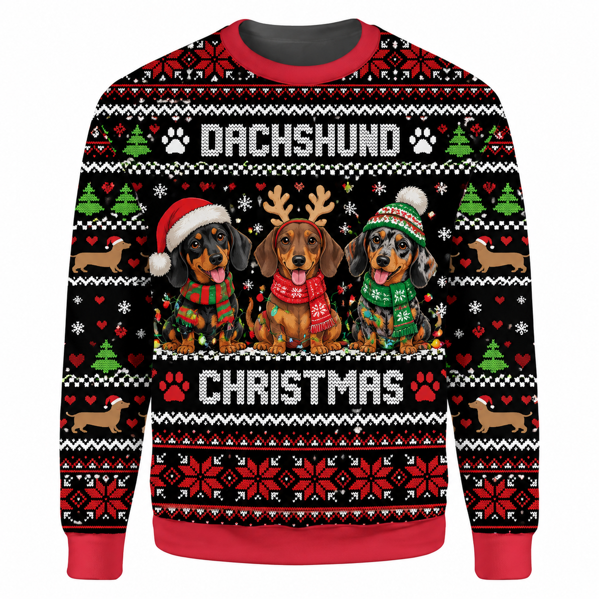 Dachshund Christmas Ugly Sweater LN, Festive Knit Holiday Gift