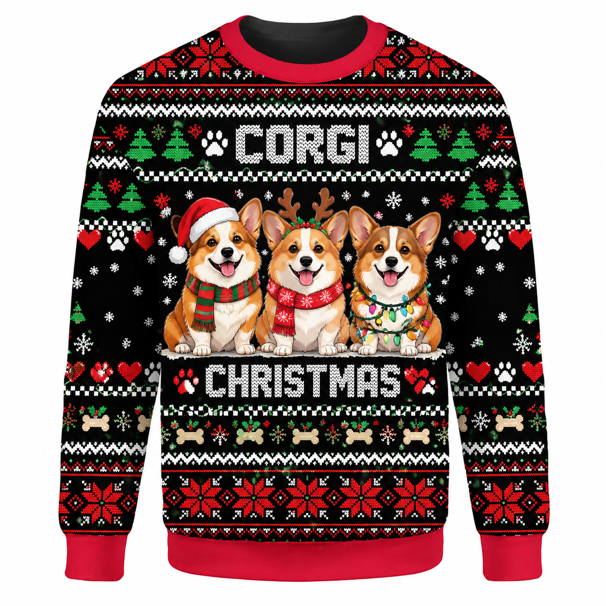 Corgi Christmas Ugly Sweater LN, Festive Knit Holiday Gift