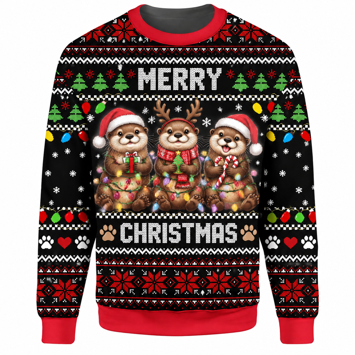 Christmas Otter Ugly Sweater LN, Festive Knit Holiday Gift
