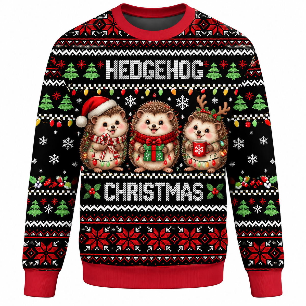 Christmas Hedgehog Ugly Sweater LN, Festive Knit Holiday Gift