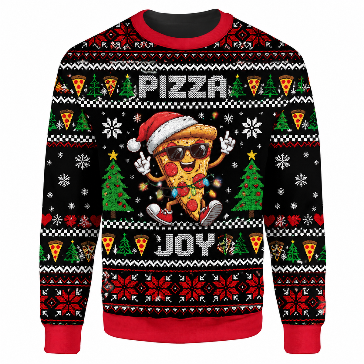 Christmas Pizza Ugly Sweater Ln, Funny Foodie Pullover Holiday Gift