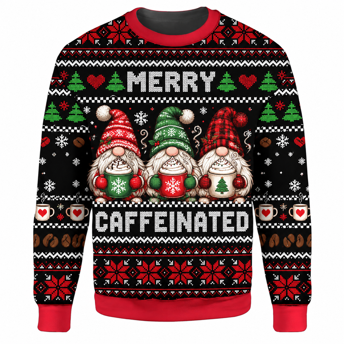Christmas Coffee Lover Ugly Sweater Ln, Caffeine Humor Pullover Gift