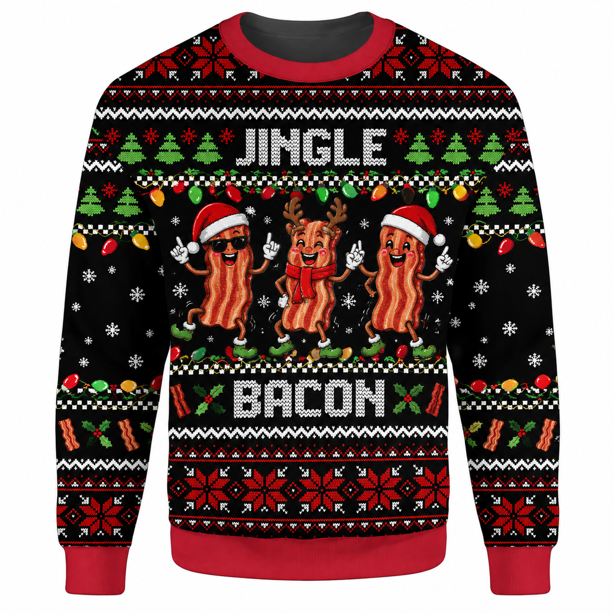 Christmas Bacon Ugly Sweater Ln, Crispy Breakfast Pullover Holiday Gift