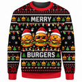 Christmas Burger Ugly Sweater Ln, Cheeseburger Foodie Pullover Holiday Gift
