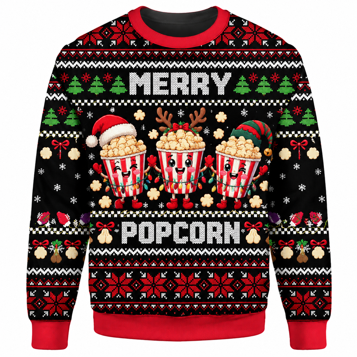 Christmas Popcorn Ugly Sweater Ln, Movie Night Snack Pullover Holiday Gift