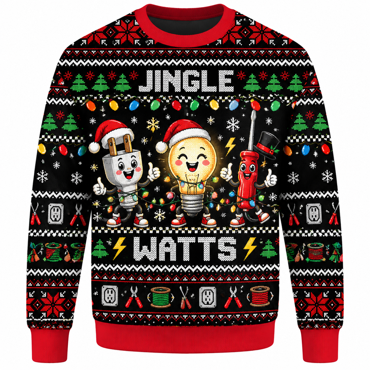 Electrician Christmas Ugly Sweater Ln, Wiring Humor Pullover Holiday Gift