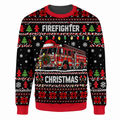 Firefighter Christmas Ugly Sweater Ln, Cozy Knit Holiday Pullover Gift for Fire Rescue Heroes