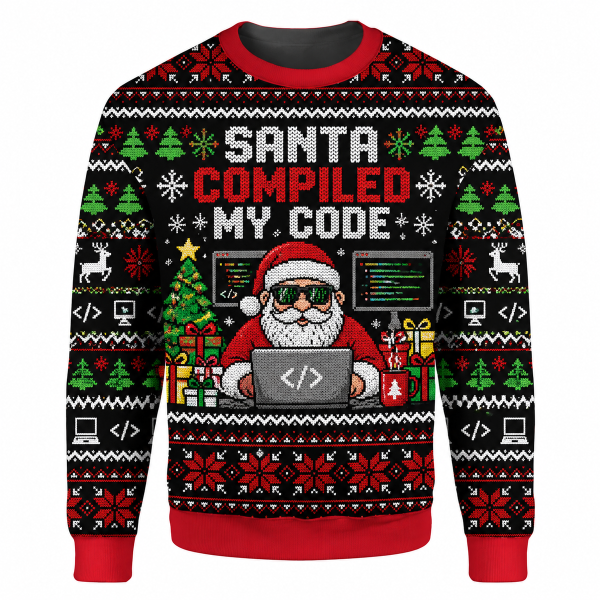 Software Developer Ugly Sweater Ln, Christmas Coding Theme Knit Pullover Gift for Programmers
