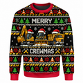 Construction Worker Ugly Sweater Ln, Christmas Building Theme Knit Pullover Gift for Hardworking Crew