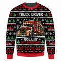 Truck Driver Christmas Ugly Sweater Ln, Festive Knit Pullover Gift for Long Haul Truckers