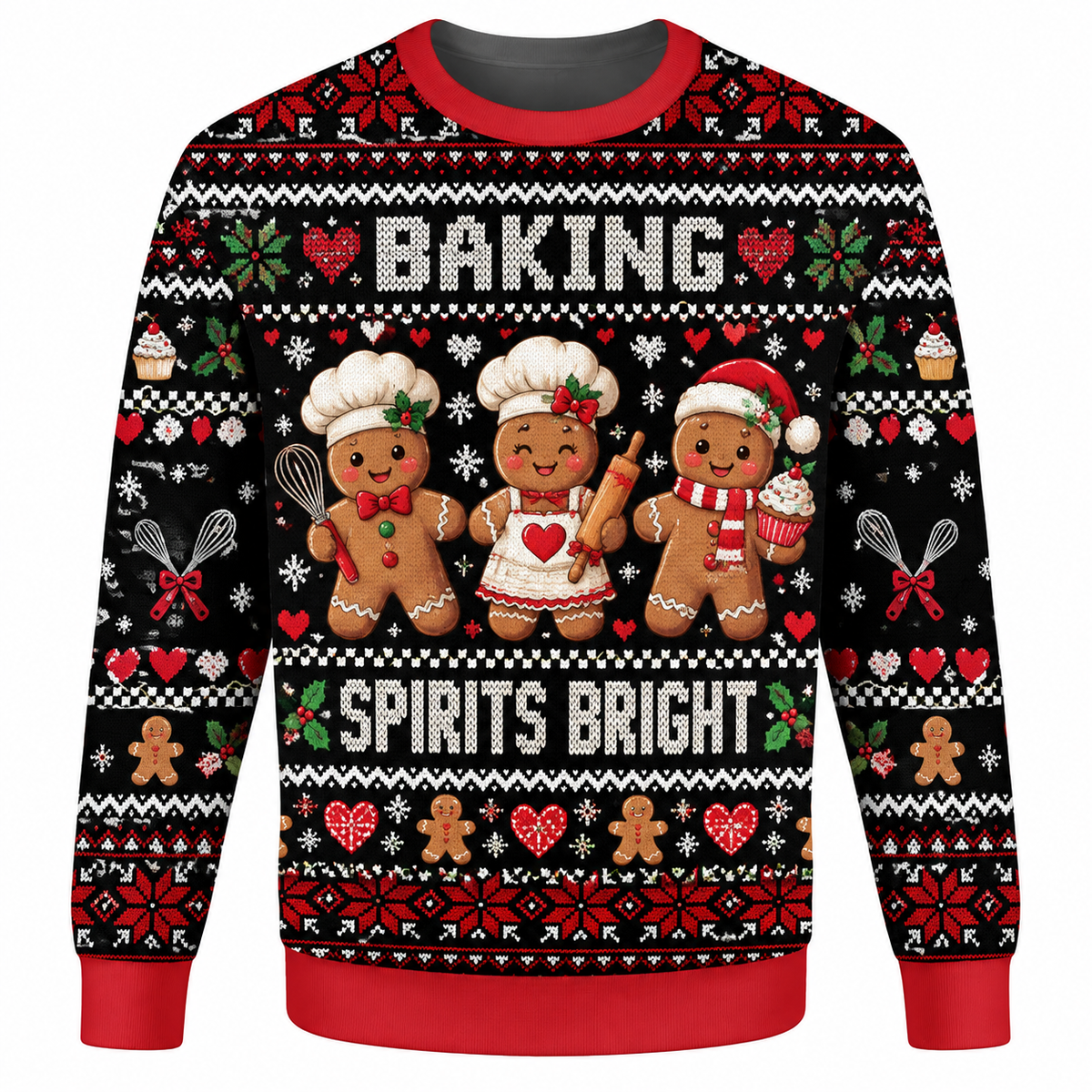Baker Christmas Ugly Sweater Ln, Sweet Gingerbread Theme Knit Pullover Gift for Baking Enthusiasts