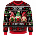 Crochet Christmas Ugly Sweater Ln, Cute Yarn Hook Theme Knit Pullover Gift for Handmade Craft Lovers