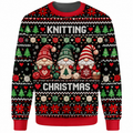 Knitting Christmas Ugly Sweater Ln, Cozy Yarn Needle Theme Pullover Gift for Handmade Craft Enthusiasts